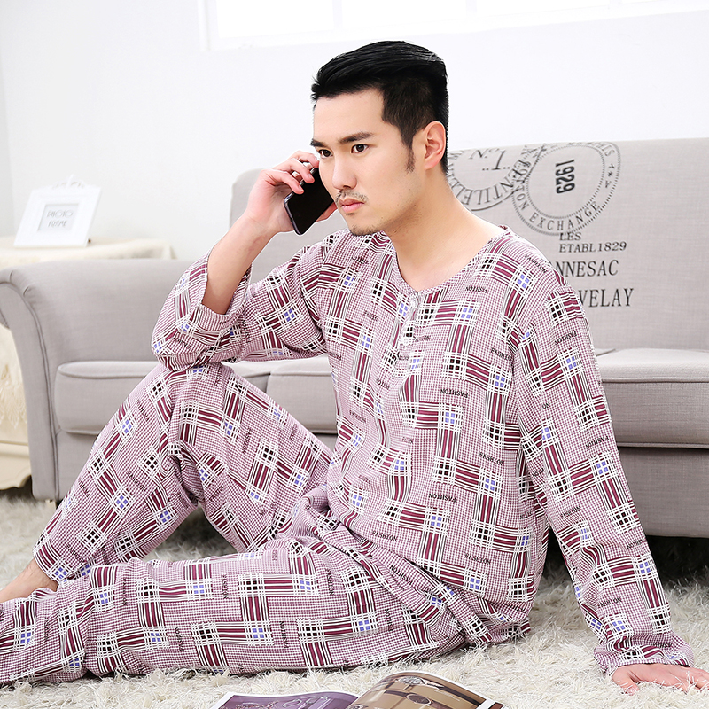 棉绸睡衣男士青年夏季长袖超薄款绵绸套装春秋人造棉空调家居服