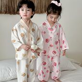 儿童家居服套装 九分两件套 空调服开衫 男女童宽松薄款 睡衣宝宝韩版