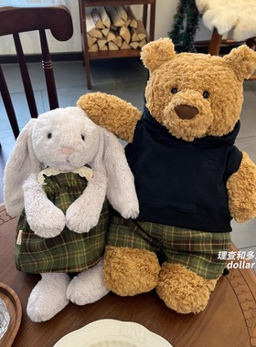 巴塞罗熊衣服jelly cat邦尼兔卫衣黑色帽衫笨笨熊nici小熊娃衣