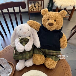 巴塞罗熊衣服jelly cat邦尼兔卫衣黑色帽衫笨笨熊nici小熊娃衣