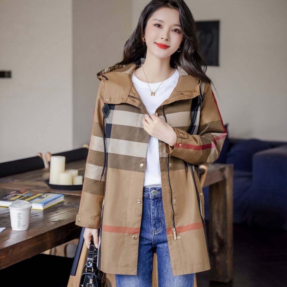 欧美女装格子风衣代工厂直接出货
