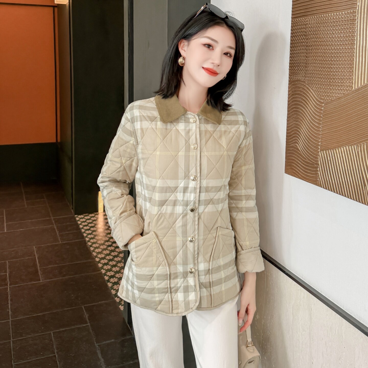 BIABETTY老钱风菱格保暖棉服