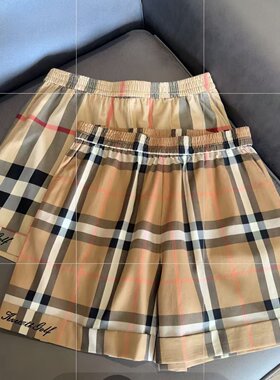 burdeppy高品质格子方格棉质舒适休闲时尚短裤专柜