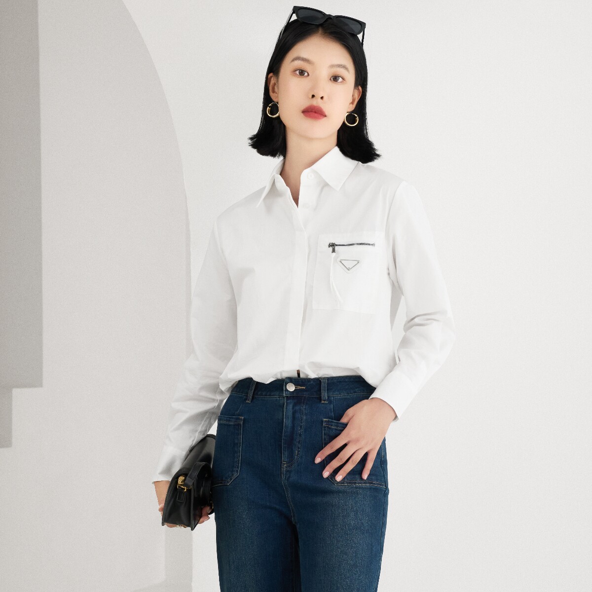 白色高端女装长袖衬衫BUSHBURY专柜正品律师公务员名媛同款奢侈品