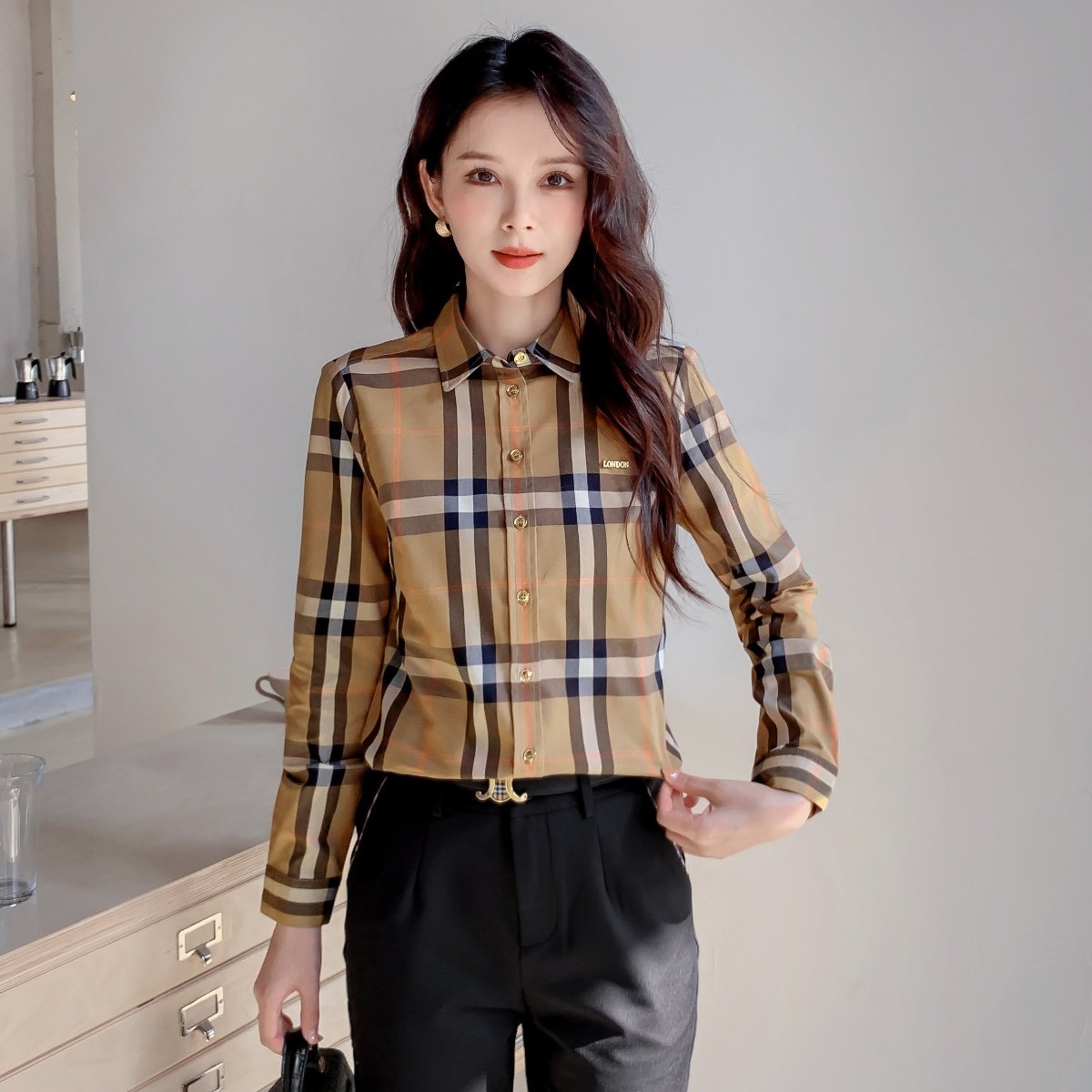 欧美高品格子衬衫BIABETTY英伦风格子方格女装衬衫专柜正品