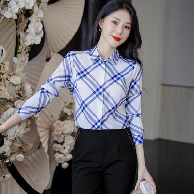 大牌代工高品质格子女装春夏衬衫