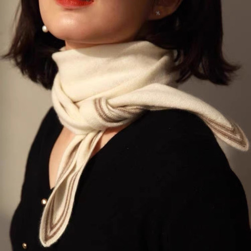 多功能羊绒三角巾针织围巾菱形巾保暖护颈小领巾拼色披肩围脖定制