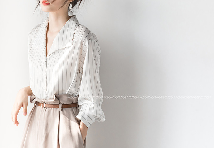 1330衬衣女复古长袖宽松翻领丹丹纸样服装1：1裁剪图纸打版DIY