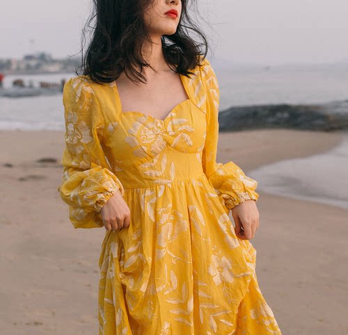 1732丹丹纸样服装1：1裁剪图纸打版DIY沙滩连衣裙长袖防晒度假