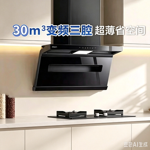 老板名气A586H小黑翼Pro超薄变频升级油烟机大吸力家用厨房套装
