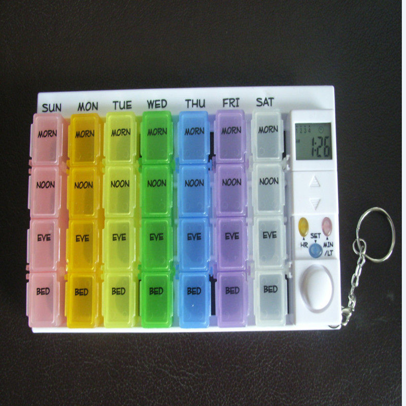 老人吃药提醒神器健忘药盒定时器倒计时电子提醒便携式分装药丸盒