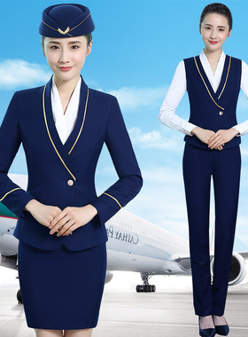 南航空姐制服职业套装女酒店前台接待气质工作服空乘面试服装秋冬