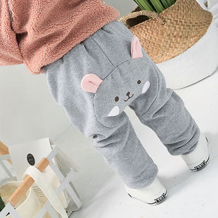 婴儿大屁屁长裤 儿童纯棉加绒加厚秋冬哈伦裤 子男女童大pp裤 宝宝裤