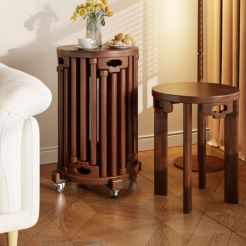 六合一凳子全实木叠叠乐家用可叠放客人备用凳子高级餐桌圆凳板凳