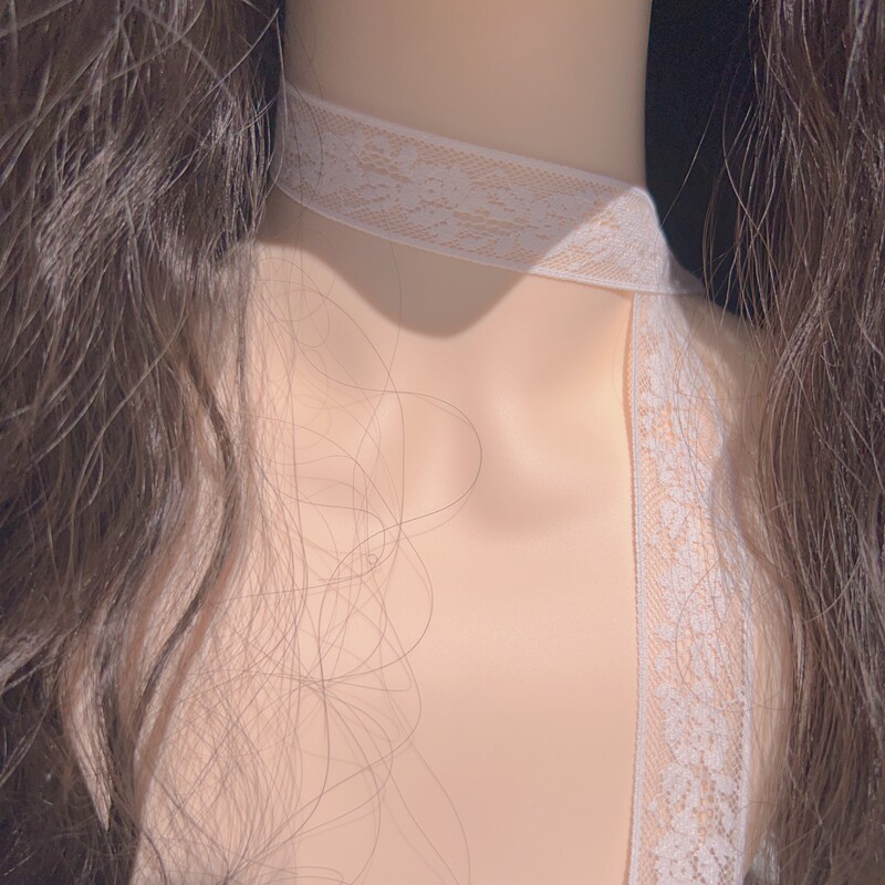 原创设计白色蕾丝花边长款项圈颈带少女仙气甜美窄围巾飘带项链