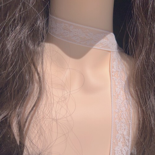 原创设计白色蕾丝花边长款项圈颈带少女仙气甜美窄围巾飘带项链