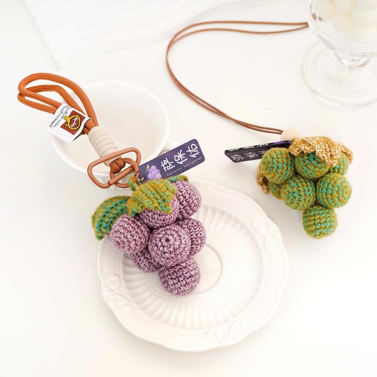 菲菲姐家 手工DIY编织毛线材料包葡萄车挂件钥匙扣包包饰品礼物