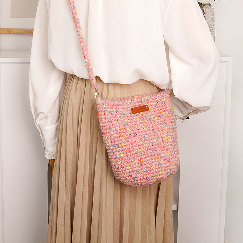 菲菲姐家手工编织新手diy材料包彩点水桶斜挎包闺蜜礼物毛线包