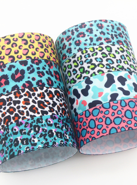 豹纹印花织带 缎带 绸带 彩带 蝴蝶结DIY卡通印刷罗纹带S12679