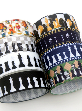 象棋印花织带 缎带 绸带 彩带 蝴蝶结DIY卡通印刷罗纹带S13469