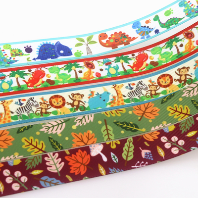 动物花纹印花织带 缎带绸带彩带蝴蝶结DIY卡通印刷罗纹带S17382