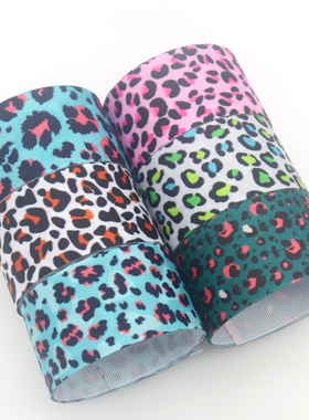 豹纹印花织带 缎带 绸带 彩带 蝴蝶结DIY卡通印刷罗纹带D12679