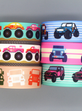 车 花纹印花织带 缎带绸带彩带蝴蝶结DIY卡通印刷罗纹带S19635