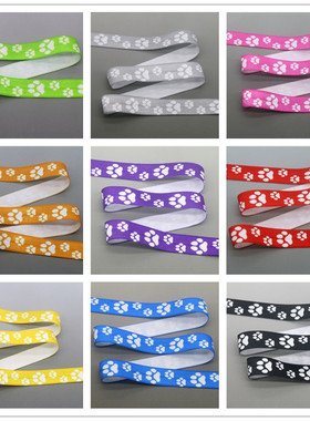 爪印复古花纹方格发饰带蝴蝶结DIY卡通印刷FOE弹力包边带15192