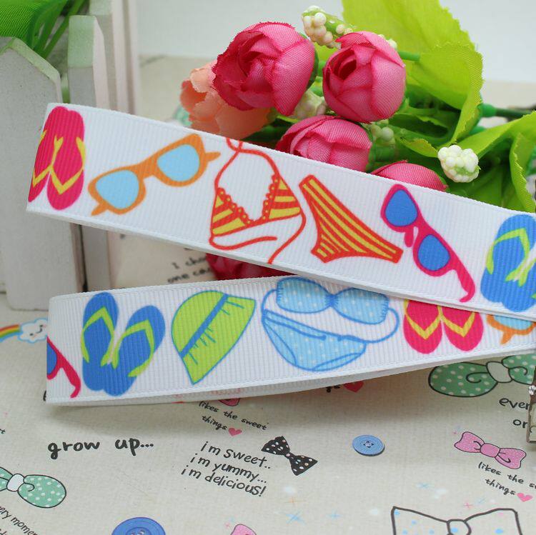 夏天比基尼 印花织带缎带绸带彩带蝴蝶结DIY卡通印刷罗纹带1904