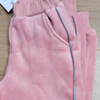 2144冬季薄绒反光拉条儿童加绒裤