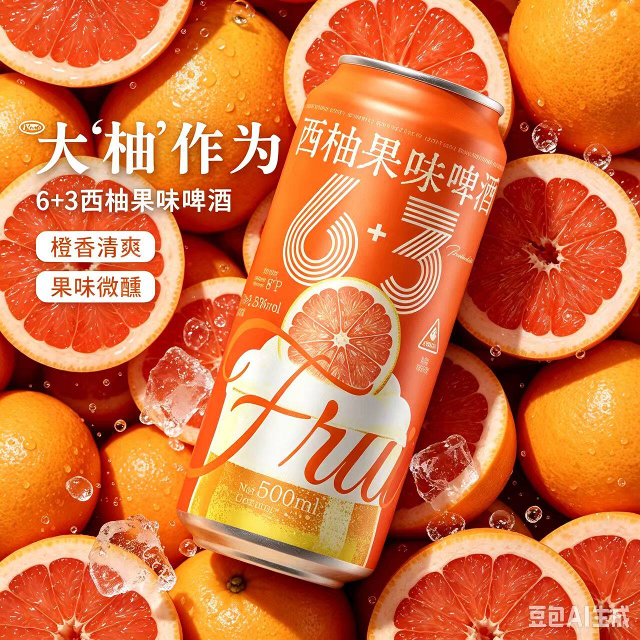 6+3西柚果味啤酒500ml大罐装橙香清爽果味微醺女士低度精酿整箱