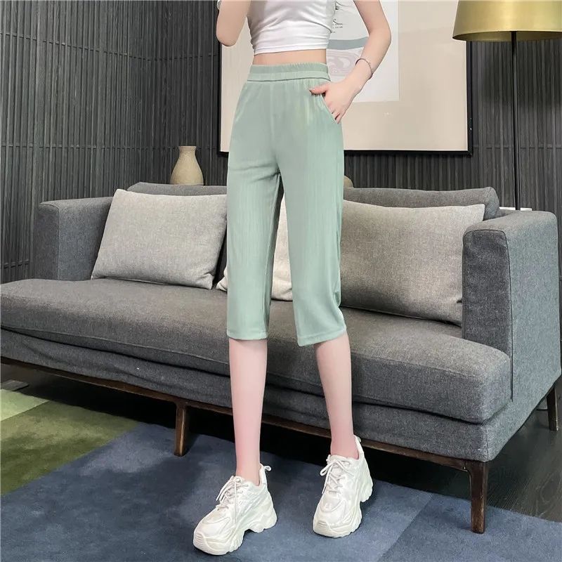 冰丝哈伦裤七分裤女薄款2025夏季新款宽松显瘦运动中裤萝卜休闲裤
