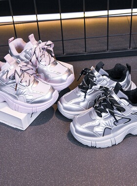 儿童加绒老爹鞋2025年秋冬新款皮面透气轻底百搭保暖运动时尚棉鞋