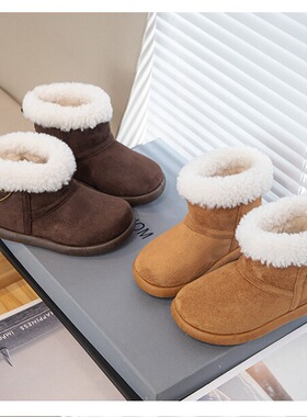 儿童雪地靴2025冬季加绒保暖舒适毛毛鞋男女童洋气防滑加厚棉鞋