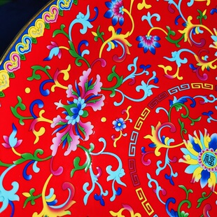 果盘景德镇珐琅彩红色深盘新疆手抓饭盘子密胺烤乳猪特大号鱼盘厚