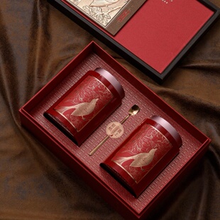 喜上眉梢圆罐通用精致高端茶茶叶包装密封马口铁两空罐子半斤礼盒