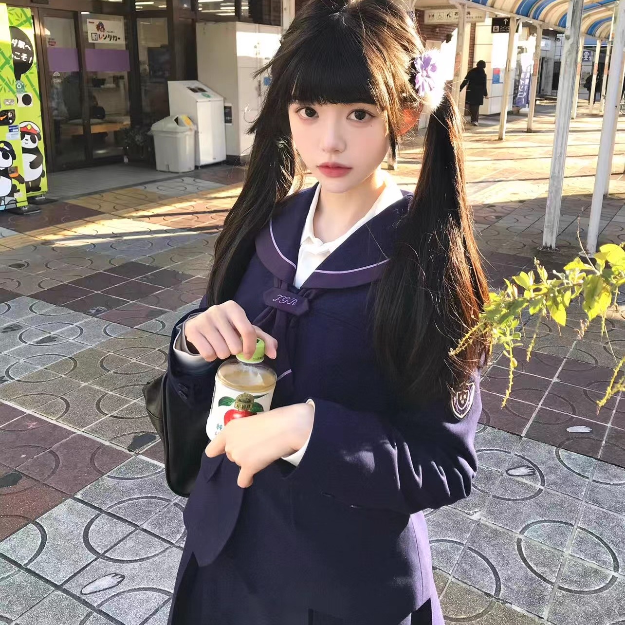 夏日和风铃  原创JK制服深紫水手服长袖日系学院风校供风