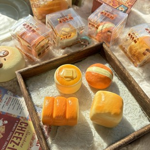 木吉食玩慢回弹解压玩具食玩小面包捏捏乐squishy湿软仿真面包