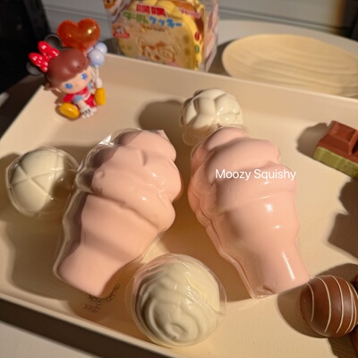 木吉慢回弹捏捏乐squishy冰淇淋奶油球粘粘球超软解压仿真冰淇淋