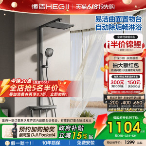 恒洁琴键方管铜除垢增压平台花洒
