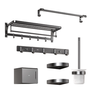 恒洁卫浴置物架浴巾架毛巾架挂钩浴室挂件套装厕所卫生间折叠五金