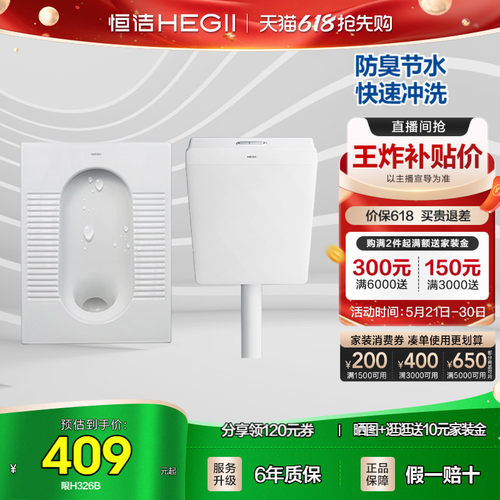 Hegii/恒洁卫生间蹲便器陶瓷水箱