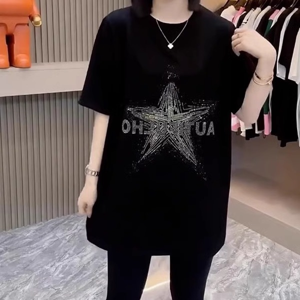 2025新款夏季小众设计感五角星印花短袖T恤宽松显瘦上衣潮女ins