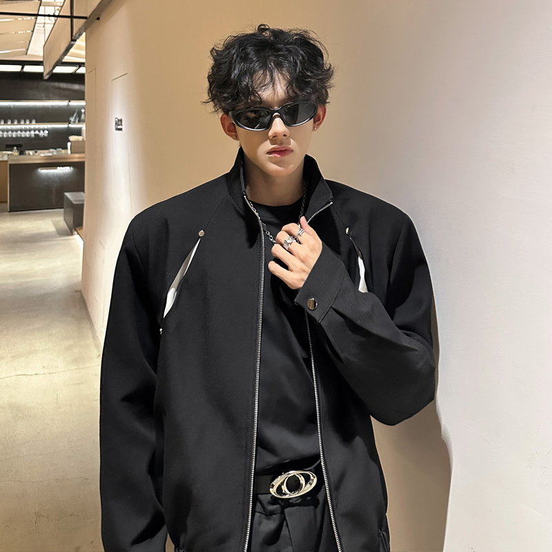 JK02短款解构小众外套男垫肩撞色立领夹克韩版外套P98，男装夹克，星座404A