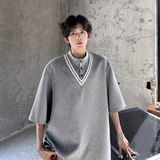 T93重磅小众贵族T恤夏韩版宽松韩版撞色半袖男P48黑色，男装T恤，星座404A