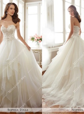 秋冬新款韩版抹胸收腰显瘦新娘蓬蓬多层婚纱出门纱迎宾纱定制