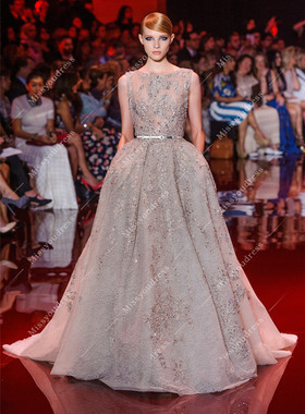 高端新款女气质灰裙宴会酒会年会生日新娘婚礼时尚T台走秀晚礼服