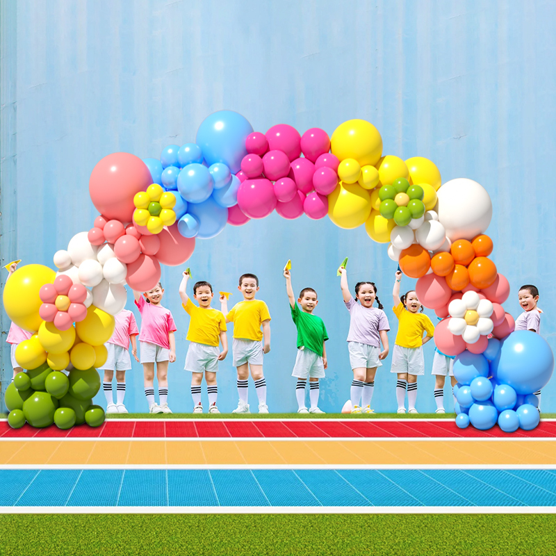 开学季典礼舞台户外校园装饰品小学场景布置气球套装幼儿园拱形门