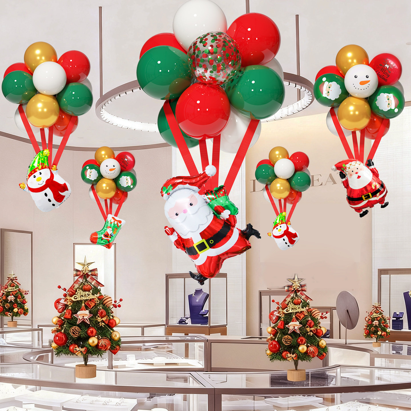 圣诞节飘空气球装饰挂件布置圣诞老人幼儿园活动店铺商场节日氛围