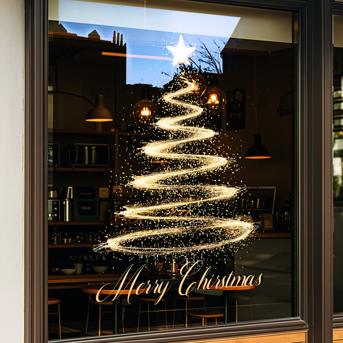 圣诞节装饰玻璃门贴纸金色圣诞树橱窗场景布置氛围感静电贴画窗贴,家居饰品,软装墙贴,淘宝优惠券,粉丝福利购,淘宝优惠卷